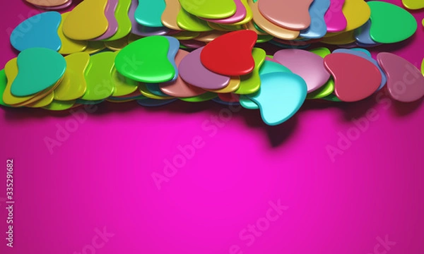 Fototapeta Beautiful background with hearts, Happy Valentine's Day! 3d illustration, 3d rendering.