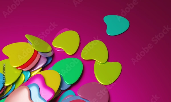 Fototapeta Beautiful background with hearts, Happy Valentine's Day! 3d illustration, 3d rendering.
