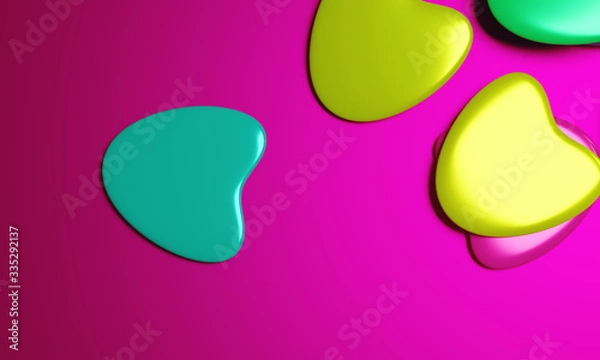 Fototapeta Beautiful background with hearts, Happy Valentine's Day! 3d illustration, 3d rendering.