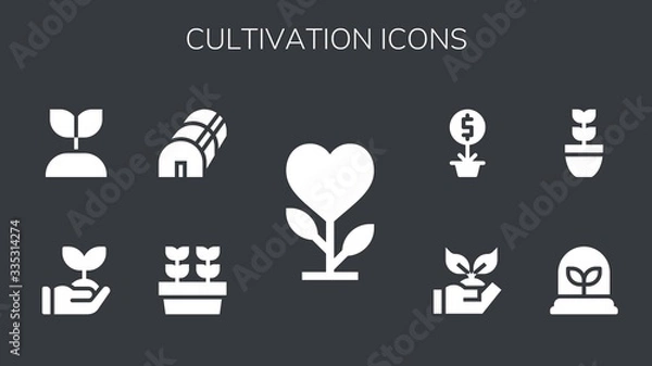 Fototapeta Modern Simple Set of cultivation Vector filled Icons