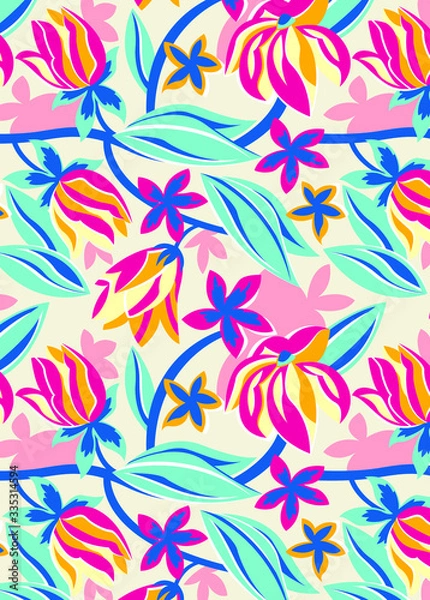 Obraz Cute pattern of small flowers. Cafe floral background Fashion template stylish for print. Floral decor and wallpaper.