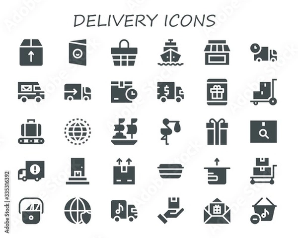 Fototapeta Modern Simple Set of delivery Vector filled Icons