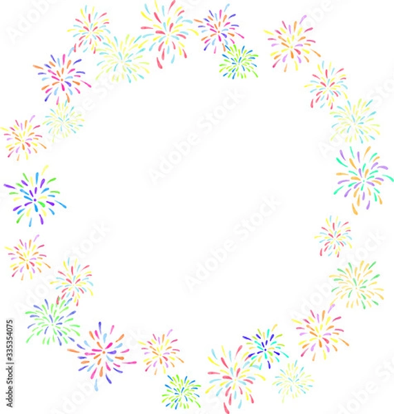 Fototapeta 花火水彩丸フレーム　文字無し