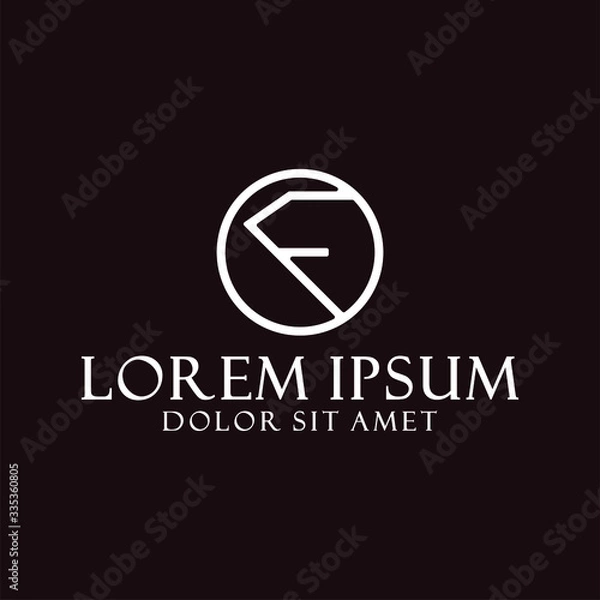 Fototapeta Initial letter F logo template with abstract cicrle symbol in flat design monogram illustration