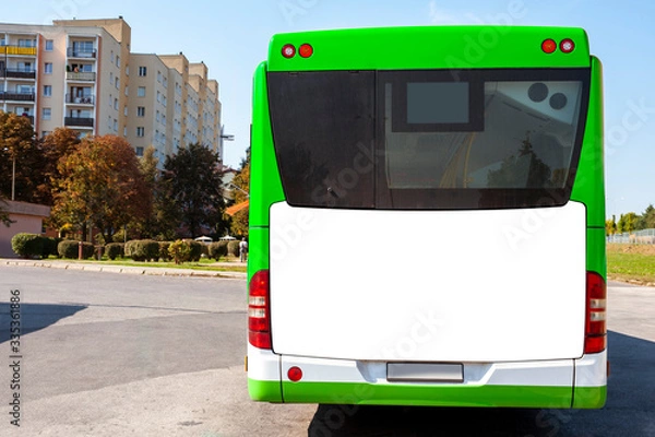 Obraz Blank white advertising billboard on back of the bus