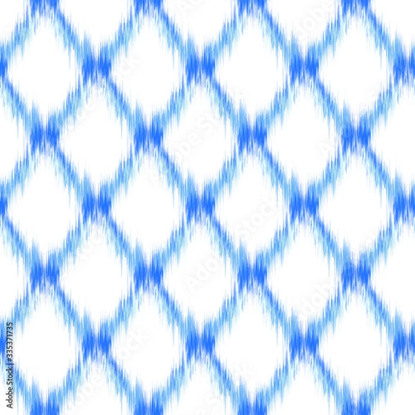 Fototapeta Ikat seamless colorful geometric pattern. Abstract background texture.	
