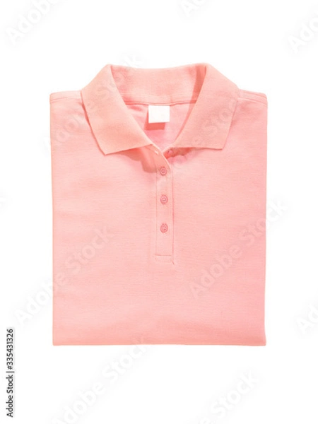 Obraz folded polo shirt pink red isolated on white background