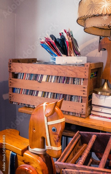 Obraz Aged effect - A clean out - tidying up of clutter and collections of keepsakes and memories. Background, conceptual