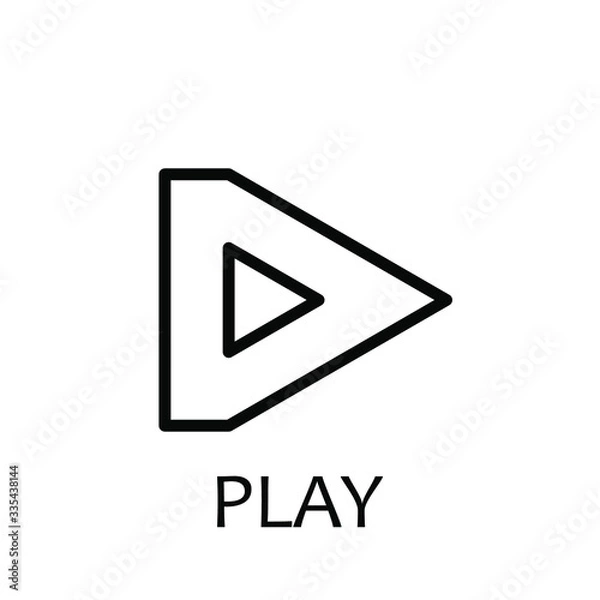 Fototapeta Play Icon, Music Template Logo Design Emblem Isolated Illustration , Business Audio Media Player Simple Glyph ,Outline Solid Background White
