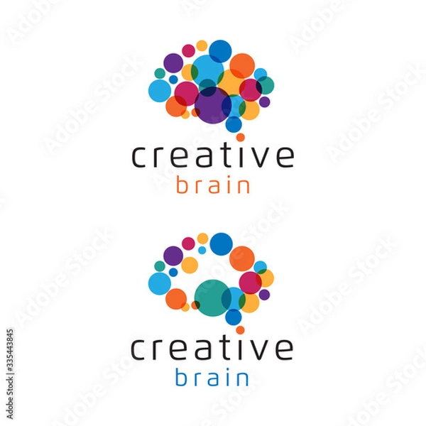 Fototapeta Colorful dotted circles idea brain logo for creative - Vector