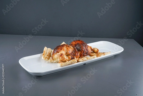 Obraz baked and shredded chicken meat menu