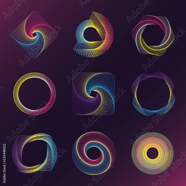 Obraz sacred geometry outline shapes vector set