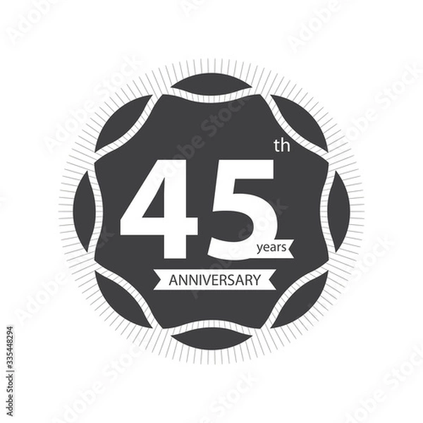 Fototapeta Forty five anniversary retro vector emblem isolated template