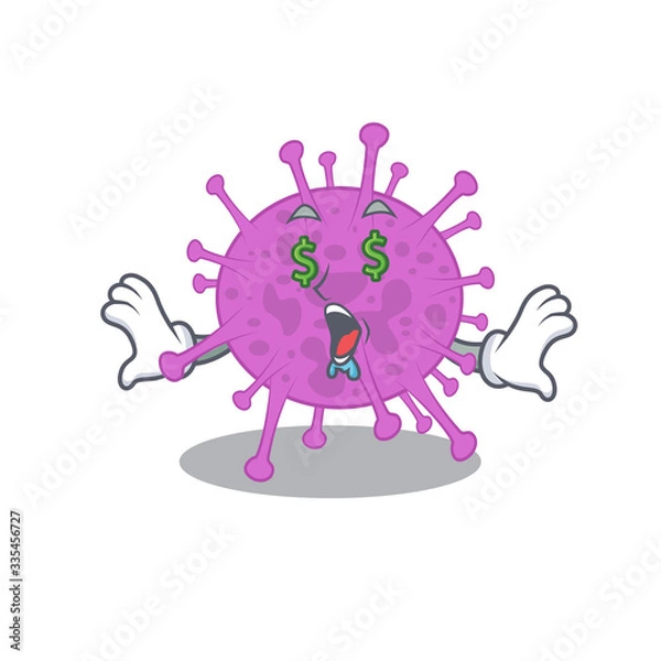Fototapeta Rich cartoon character design of avian coronavirus with money eyes