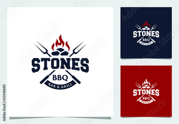 Fototapeta barbecue bar and grill logo design premium vector