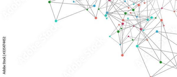 Obraz Line points connections, triangular technology design. Abstract geometric background