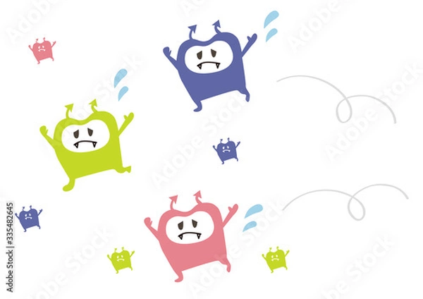 Obraz 虫歯菌、バイキン、ウイルス、のかわいいイラスト