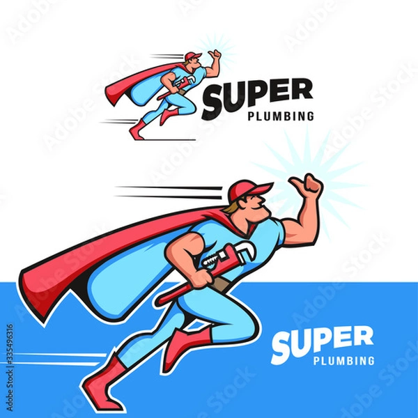 Obraz Super Hero Plumber Logo for Powerful Service