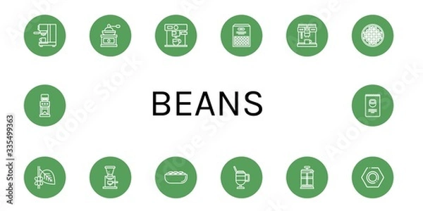 Fototapeta beans icon set