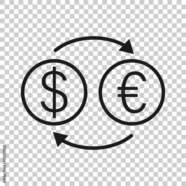Fototapeta Currency exchange icon in flat style. Dollar euro transfer vector illustration on white isolated background. Financial process business concept.