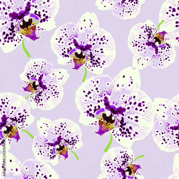 Obraz Seamless pattern with bright  orchids. Abstract background texture.