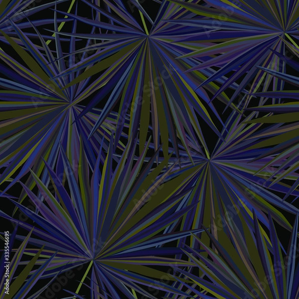 Fototapeta Floral seamless  pattern with bright tropical leaves. Abstract background texture.