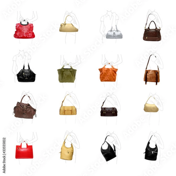 Fototapeta A woman's handbag on a white variety.