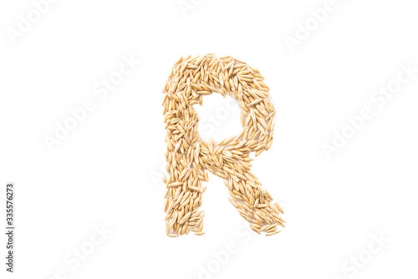 Fototapeta Alphabet on a white background. The letters are made of oat seeds.