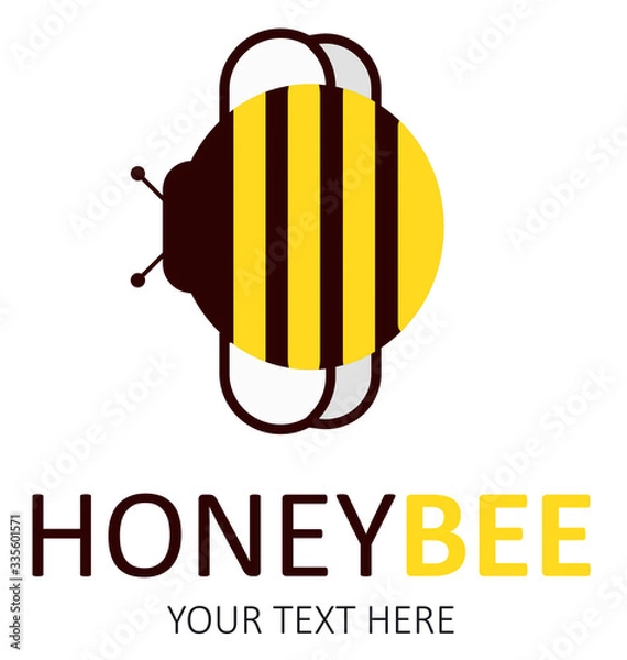 Fototapeta Honey bee, logo in flat style on the white backround
