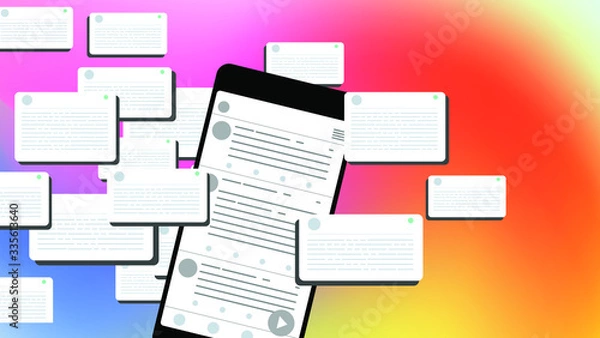 Obraz Socailmedia app interface mobile phone. Subscribe
. Socailmedia mobile mock up . Vector illustration.concept vector illustration. data statistic vector illustration flat style design