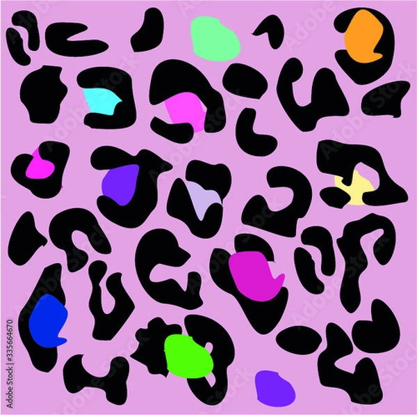 Fototapeta Colorful leopard pattern. Leopard pattern design, vector illustration background. Animal design. Brown, orange, yellow, red, black, pink, purple. 