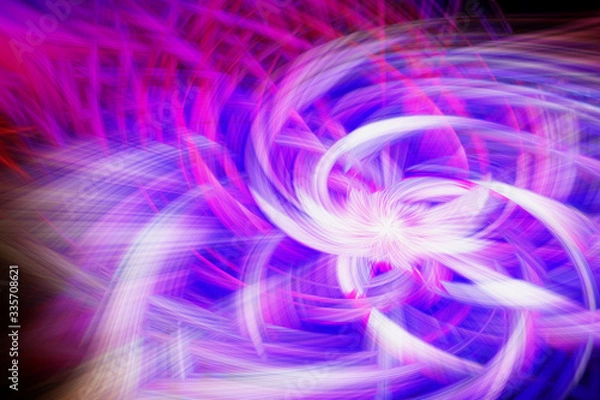Fototapeta Empty background scene. Dark street reflection on wet asphalt. Rays of neon light in the dark, neon figures, smoke. Background of empty stage show. Abstract dark background.