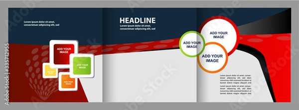 Obraz Vector empty tri-fold brochure print template design, trifold bright booklet or flyer
