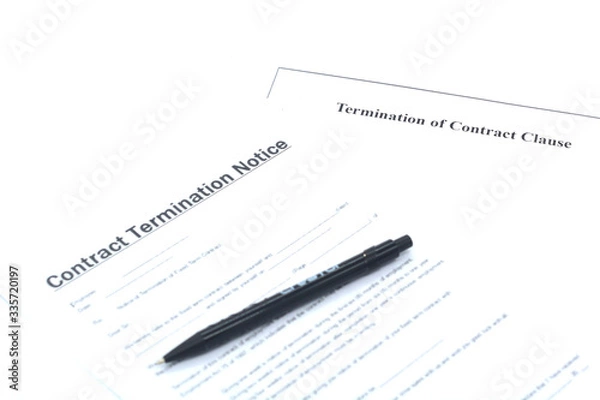 Fototapeta Termination of Contract document.contract termination due to COVID-19 or coronavirus disease