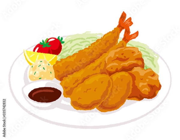 Obraz ミックスフライのイラスト