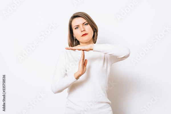 Obraz Girl making time out gesture