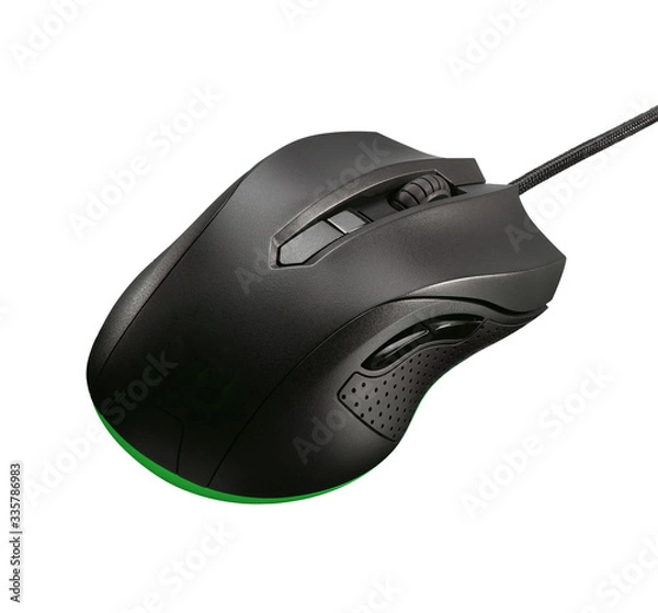 Obraz black wired computer mouse isolated on white