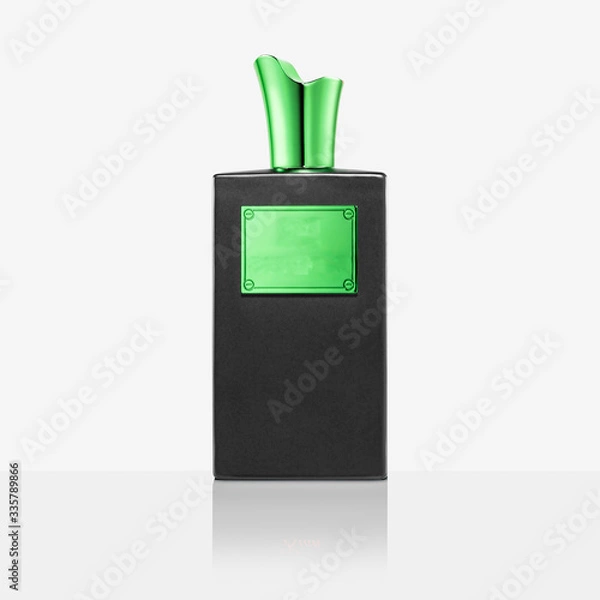 Fototapeta black perfume bottle isolated on white 