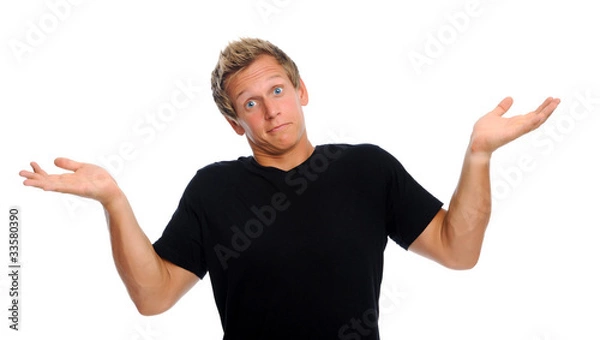 Obraz Man shrugs shoulders