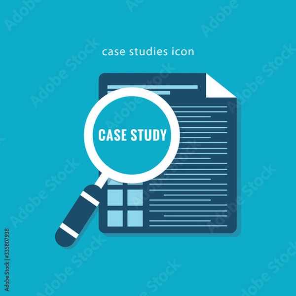 Fototapeta Case Studies Icon flat design on blue color