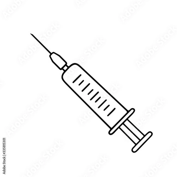 Obraz Medical syringe injection vector icon hand-drawn with black stroke isolated