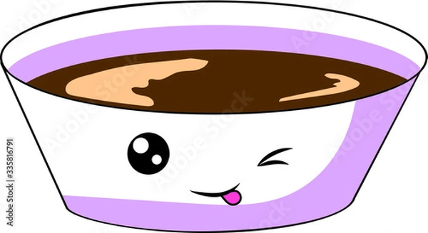 Obraz Soy sauce with sushi with eyes and a smile. Kawaii Lovely illustrations. Vector graphics.