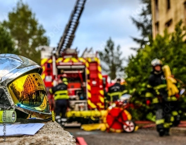 Fototapeta Les sapeurs pompiers dans l'action
