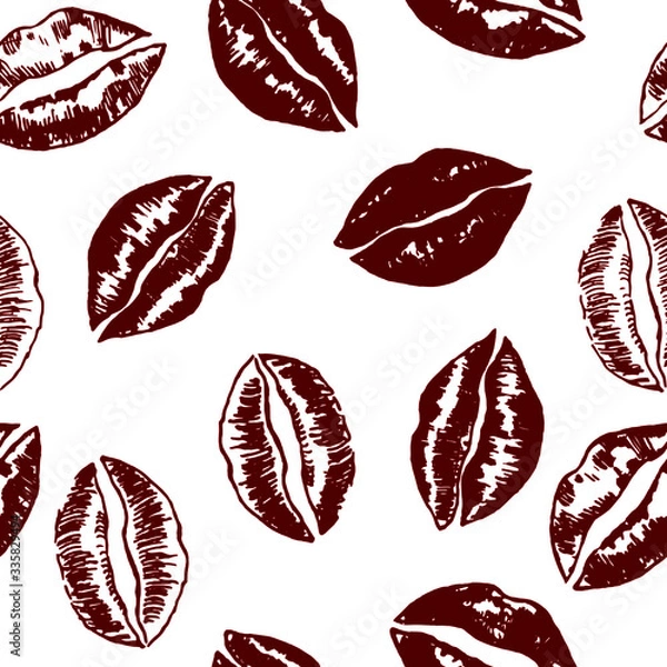 Fototapeta seamless pattern with stylized lips, vector illustrations, for different designs, wallpaper ornament, romantic wrapping paper