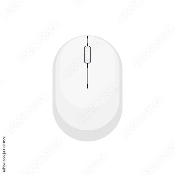 Fototapeta White computer mouse isolated on white background. Vector illustration