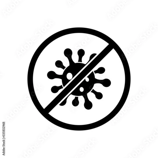 Fototapeta Virus stop, virus crossed, corona virus, covid-19 prevention vector icon