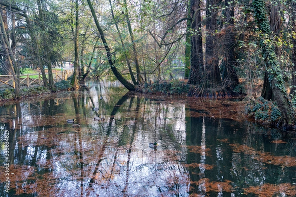 Obraz Giardini Montanelli, public park in Milan at fall