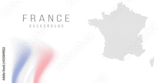 Fototapeta France country map backgraund made from halftone dot pattern, Flag concept. Vector illustration isolated on white background