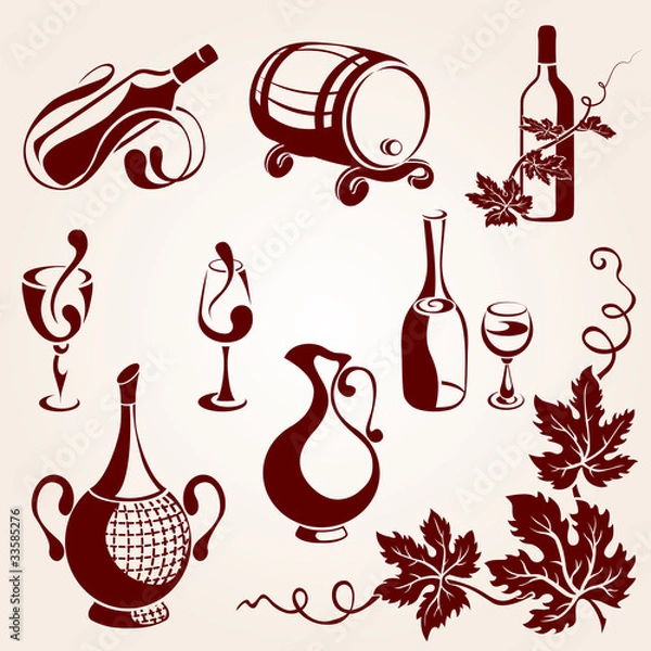 Fototapeta Set of vine elements