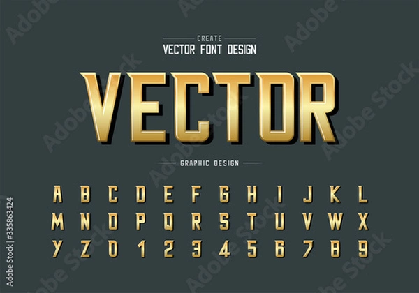 Fototapeta Font and alphabet vector, Modern Typeface and letter number design, Graphic text on background